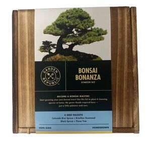 Garden Republic Bonsai Tree Starter Kit with 4 Seed Packets Varieties Home Grown